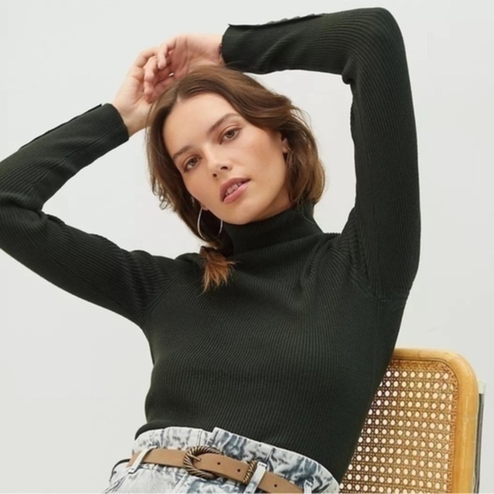 Anthropologie Maeve Holly Green Mock Turtleneck (XS) BRAND NEW